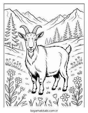 Keçi boyama sayfası – boyama çalışması, yaratıcılığı geliştirir