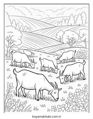 Keçi boyama sayfası – evde etkinlik, ücretsiz yazdır