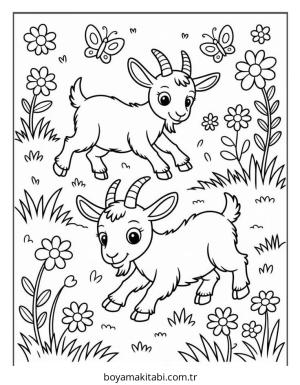 Keçi boyama sayfası – renkli çizimler, okul öncesi