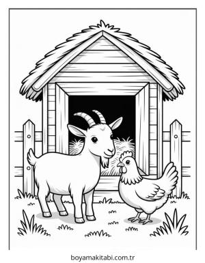 Keçi boyama sayfası – çocuk aktivitesi, PDF indir