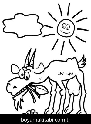 Keçi boyama sayfası – sevimli karakter, sanatsal çalışma