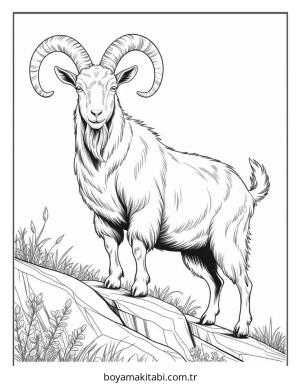 Keçi boyama sayfası – sevimli karakter, sanatsal çalışma