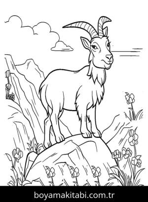 Keçi boyama sayfası – eğlenceli etkinlik, el becerilerini geliştirir