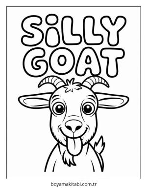 Keçi boyama sayfası – çizgi film temalı, basit çizim