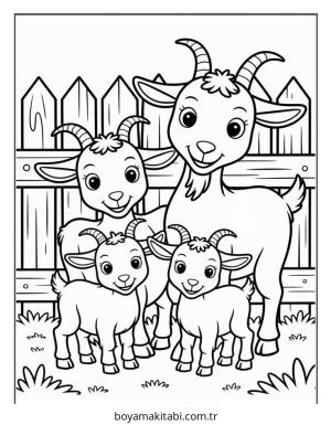 Keçi boyama sayfası – keyifli zaman, renkli çizimler