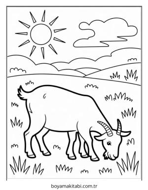 Keçi boyama sayfası – PDF indir, sevimli karakter