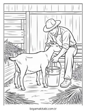 Keçi boyama sayfası – basit çizim, kolay boyama