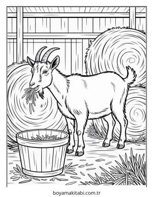 Keçi boyama sayfası – sevimli karakter, sanatsal çalışma