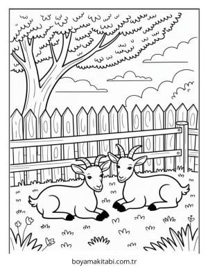 Keçi boyama sayfası – el becerilerini geliştirir, boyama çalışması