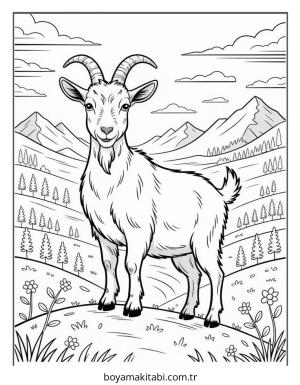 Keçi boyama sayfası – yaratıcılığı geliştirir, keyifli zaman