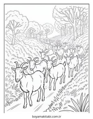 Keçi boyama sayfası – yaratıcılığı geliştirir, keyifli zaman