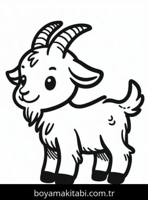 Keçi boyama sayfası – çizgi film temalı, basit çizim