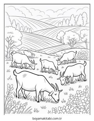 Keçi boyama sayfası – keyifli zaman, renkli çizimler