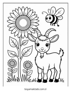 Keçi boyama sayfası – basit çizim, kolay boyama