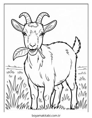 Keçi boyama sayfası – çocuklar için, çizgi film temalı