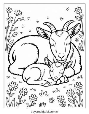 Keçi boyama sayfası – boyama etkinliği, çocuk aktivitesi