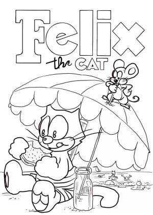 Kedi Felix boyama sayfası,  coloring page, Sahildeki Kedi Felix, 