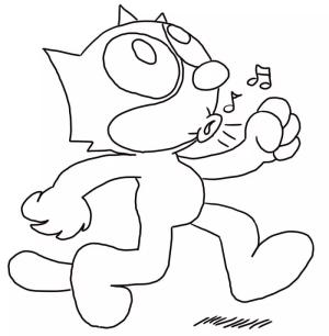 Kedi Felix boyama sayfası,  coloring page, Felix Kedi Islık Çalıyor, 