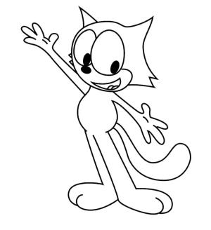 Kedi Felix boyama sayfası,  coloring page, Mutlu Felix Kedi, 