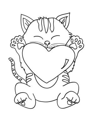 Kedi Yavrusu boyama sayfası,  coloring page, Kedi Yavrusu Kalp ile, 