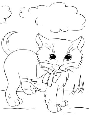 Kedi Yavrusu boyama sayfası,  coloring page, Cute Kitten with Bow Tie, 