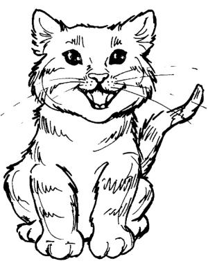 Kedi Yavrusu boyama sayfası,  coloring page, Meowing Kitten, 