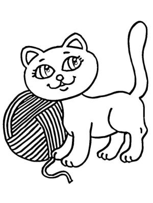 Kedi Yavrusu boyama sayfası,  coloring page, Kitten and Yarn, 