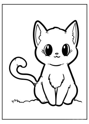 Kedi Yavrusu boyama sayfası,  coloring page, Oturan Kedi Yavrusu, 