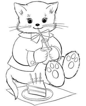 Kedi Yavrusu boyama sayfası,  coloring page, Kedi Yavrusu yemek yiyor, 