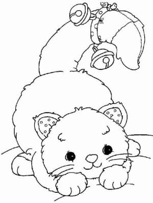 Kedi Yavrusu boyama sayfası,  coloring page, Bell ile Yavru Kedi, 