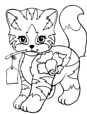 Kedi Yavrusu boyama sayfası,  coloring page, Kedi Yavrusu Bir Gül ile, 