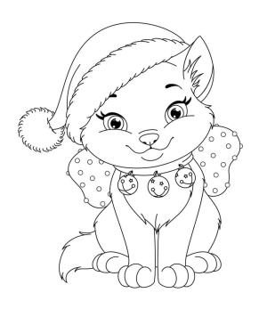 Kedi Yavrusu boyama sayfası,  coloring page, Sevimli Noel Yavru Kedi, 