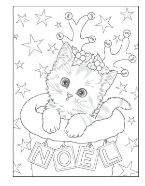 Kedi Yavrusu boyama sayfası,  coloring page, Noel Kedi Yavrusu, 