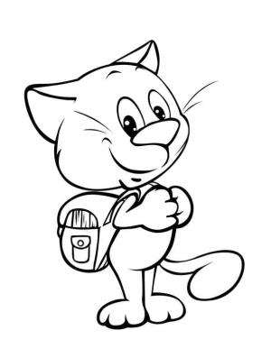 Kedi Yavrusu boyama sayfası,  coloring page, Kedi Yavrusu Okula gider, 