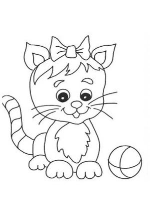 Kedi Yavrusu boyama sayfası,  coloring page, Kedi Yavrusu bir top ile, 