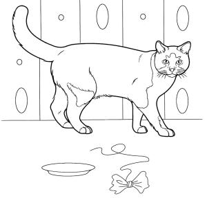 Kedi Yavrusu boyama sayfası,  coloring page, Kitten at Home, 