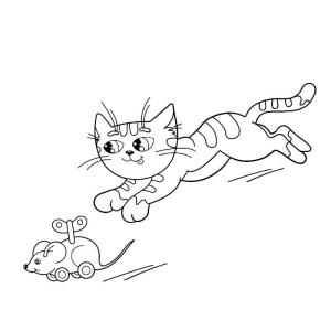 Kedi Yavrusu boyama sayfası,  coloring page, Yavru Kedi ve Fare Oyuncağı, 