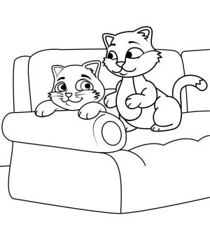 Kedi Yavrusu boyama sayfası,  coloring page, Kedi Yavrusu Bir kanepede, 