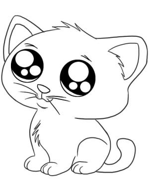 Kedi Yavrusu boyama sayfası,  coloring page, Kawaii Yavru Kedi, 