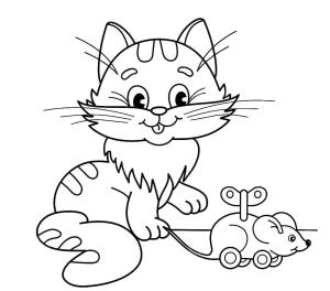 Kedi Yavrusu boyama sayfası,  coloring page, Kedi Yavrusu Fare Oyuncaklı, 