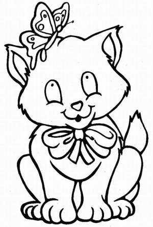 Kedi Yavrusu boyama sayfası,  coloring page, Yavru kedi ve bir kelebek, 