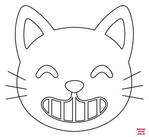 Kedi boyama sayfası, Cat coloring page, , Cats Grinning Cat With Smiling Eyes Emoji