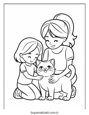 Kedi boyama sayfası – kolay boyama, eğitici aktivite
