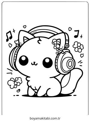 Kedi boyama sayfası – basit çizim, kolay boyama