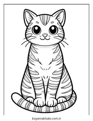 Kedi boyama sayfası – basit çizim, kolay boyama