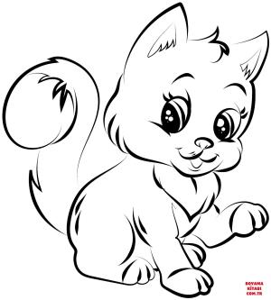 Kedi boyama sayfası, Cat coloring page, , Cats Cute Little Kitty