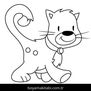 Kedi boyama sayfası – çocuk aktivitesi, PDF indir