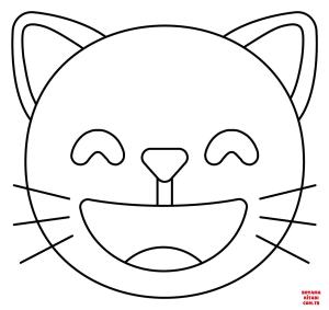 Kedi boyama sayfası, Cat coloring page, , Cats Grinning Cat With Smiling Eyes Emoji