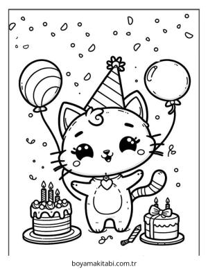 Kedi boyama sayfası – renkli çizimler, okul öncesi