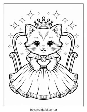 Kedi boyama sayfası – çocuk aktivitesi, PDF indir